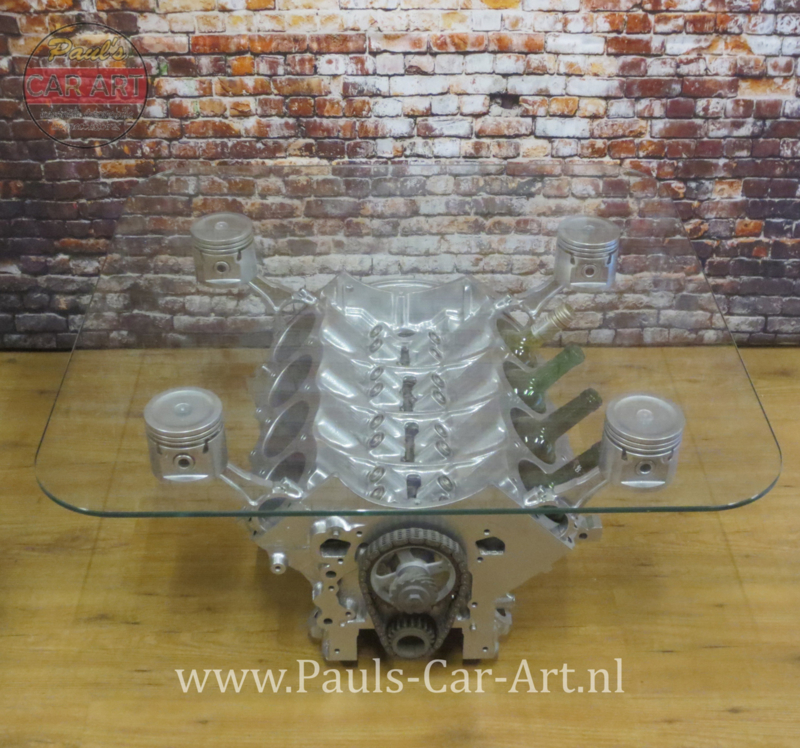 cascade Vooruitzicht Zeeanemoon Pauls Car Art motorbloktafels V8 V12 motorblok tafels industrieel meubels