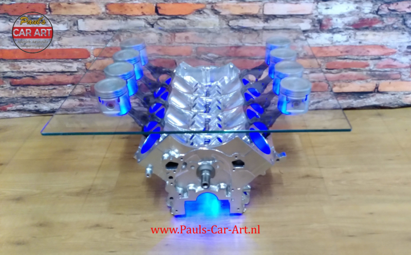 Kust Het koud krijgen code Pauls Car Art motorbloktafels V8 V12 motorblok tafels industrieel meubels