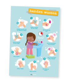 Educatieve poster,  handen wassen