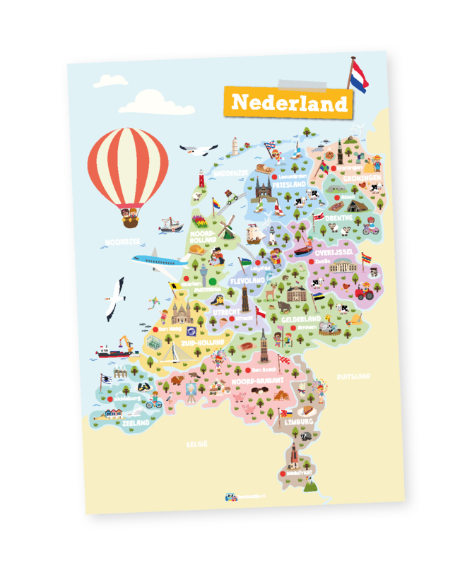 Educatieve poster,  Nederland | provincies en hoofdsteden