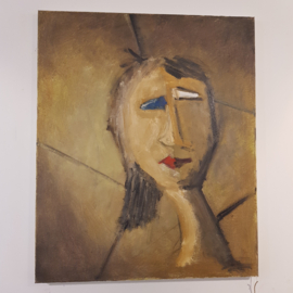 Schilderij abstract/figuratief vrouwenhoofd