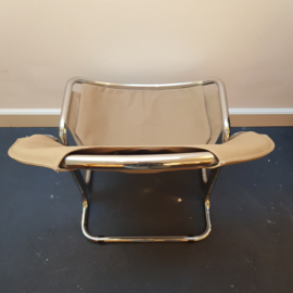 Chromen/canvas buisstoel, fauteuil (DLD - '70)