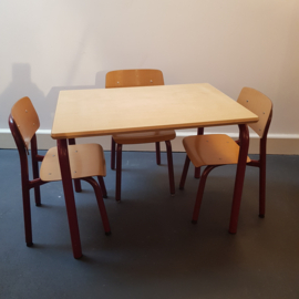 Schoolsetje: tafeltje en 3 stoeltjes (Zwitserland - '70)