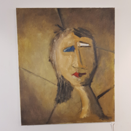 Schilderij abstract/figuratief vrouwenhoofd
