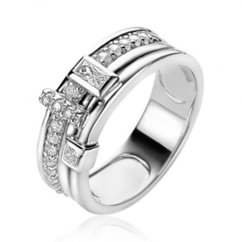 ZINZI zilveren brede multi-look ring ZIR2012 maat 56