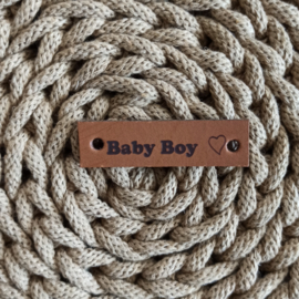 Leren label horizontaal Baby Boy cognac