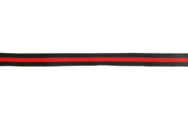 Flexibel gestreept band zwart-rood-zwart 15mm