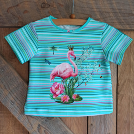 Baby t-shirt flamingo met kroon maat 68