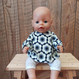 Baby-born sweater blauw/wit/bloem