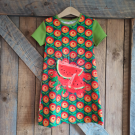 Tricot jurkje meloen/kiwi groen maat 110