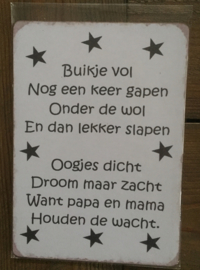 Tekst bordje nr 159 Buikje vol......