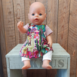 Baby-born jurk lama met witte 3/4 legging