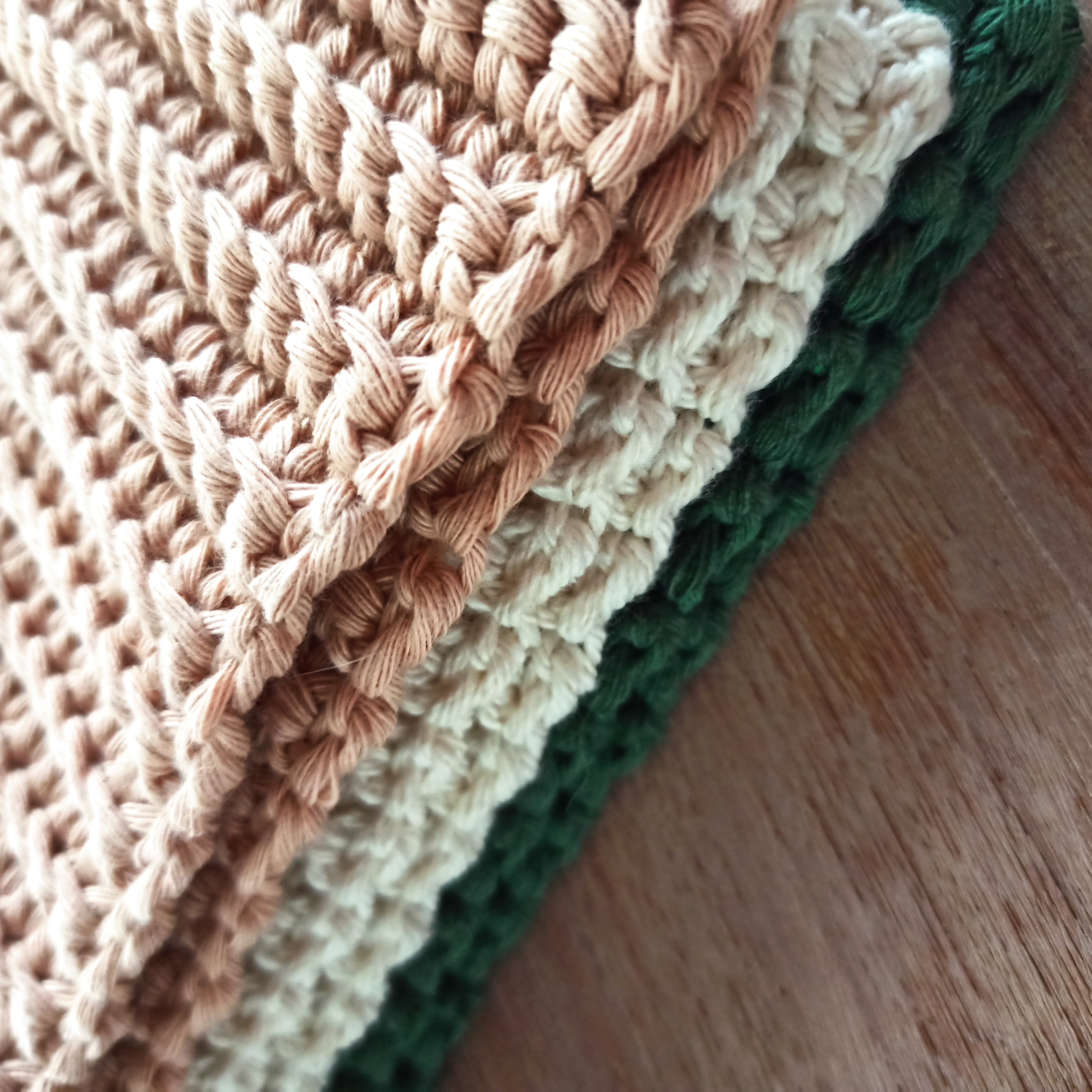 Stoere pannenlappen groen zalmroze