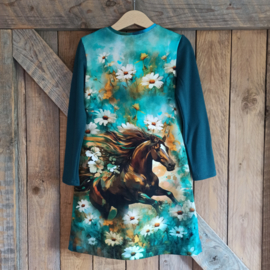 Jurk paard blauw/groen maat 116