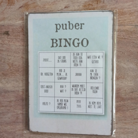 Tekstbordje: puber bingo