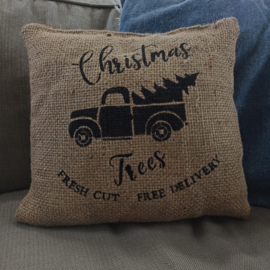 Jute kussen Christmas trees