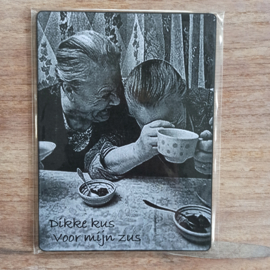 Nostalgisch bordje: Dikke kus voor mijn zus