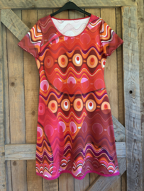 Jurk rood/oranje/roze maat 42