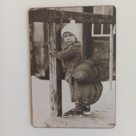 Nostalgisch bordje jongetje op schaatsen nr K8