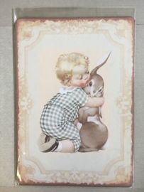 Nostalgisch bordje knuffel konijn P4