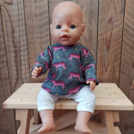 Baby-born sweater grijs met roze panters