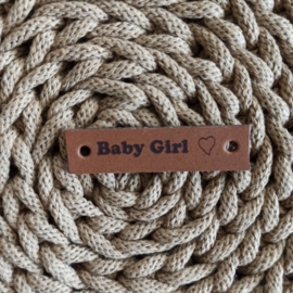 Leren label horizontaal Baby Girl cognac