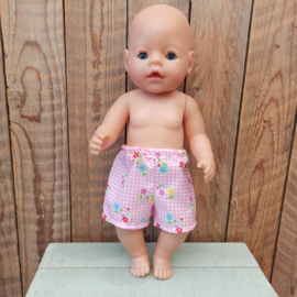 Baby-born korte broek roze ruit/bloem