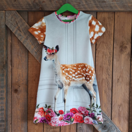 Jurk bambi met bloemen maat 116