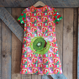 Tricot jurk meloen/kiwi maat 116