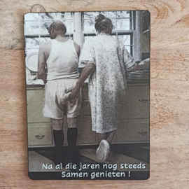 Nostalgisch bordje: samen genieten