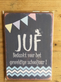 Tekst bordje V13 Juf Bedankt......