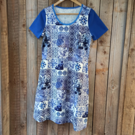 Jersey stof Delftsblauwe tegeltjes