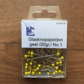 Glasknopspelden geel 43mm