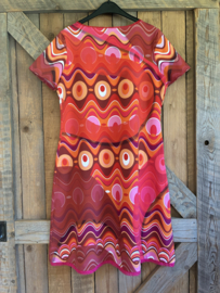 Jurk rood/oranje/roze maat 42