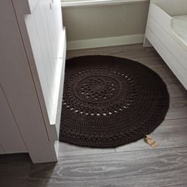 Vloerkleed gehaakt rond bruin 105cm