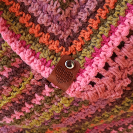 Gehaakte sjaal meerkleurig roze/groen
