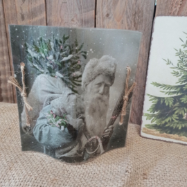 Windlicht cover kerstman nostalgisch