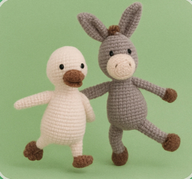 Haakpakket Farm ezel met eend amigurumi