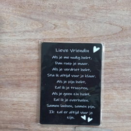 Tekst bordje: Lieve vriendin