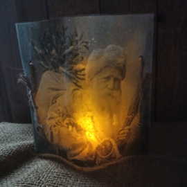 Windlicht cover kerstman nostalgisch