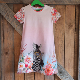 Jurk zebra roze maat 116