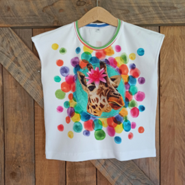 T-shirt giraffe/struisvogel maat 128