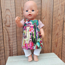 Baby-born jurk lama met witte 3/4 legging