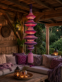Bohemian fishnet roze/paars