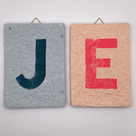 letter  -  blue letter on blue tile