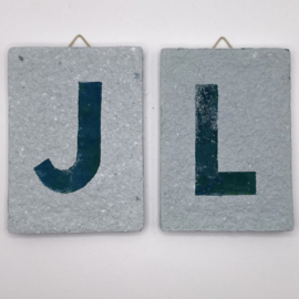 letter  -  blue letter on blue tile