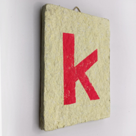 letter --  pink letter on yellow tile