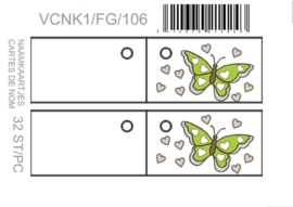 Naamkaartjes Effen wit+groene vlinder