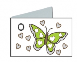 Naamkaartjes Effen wit+groene vlinder