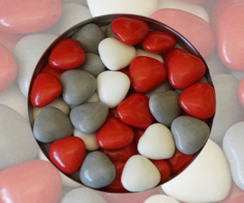 Doopsuiker hartjes rood mix 5 Kg